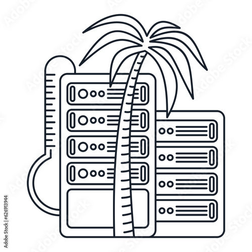 High temperature data center flat thin icon