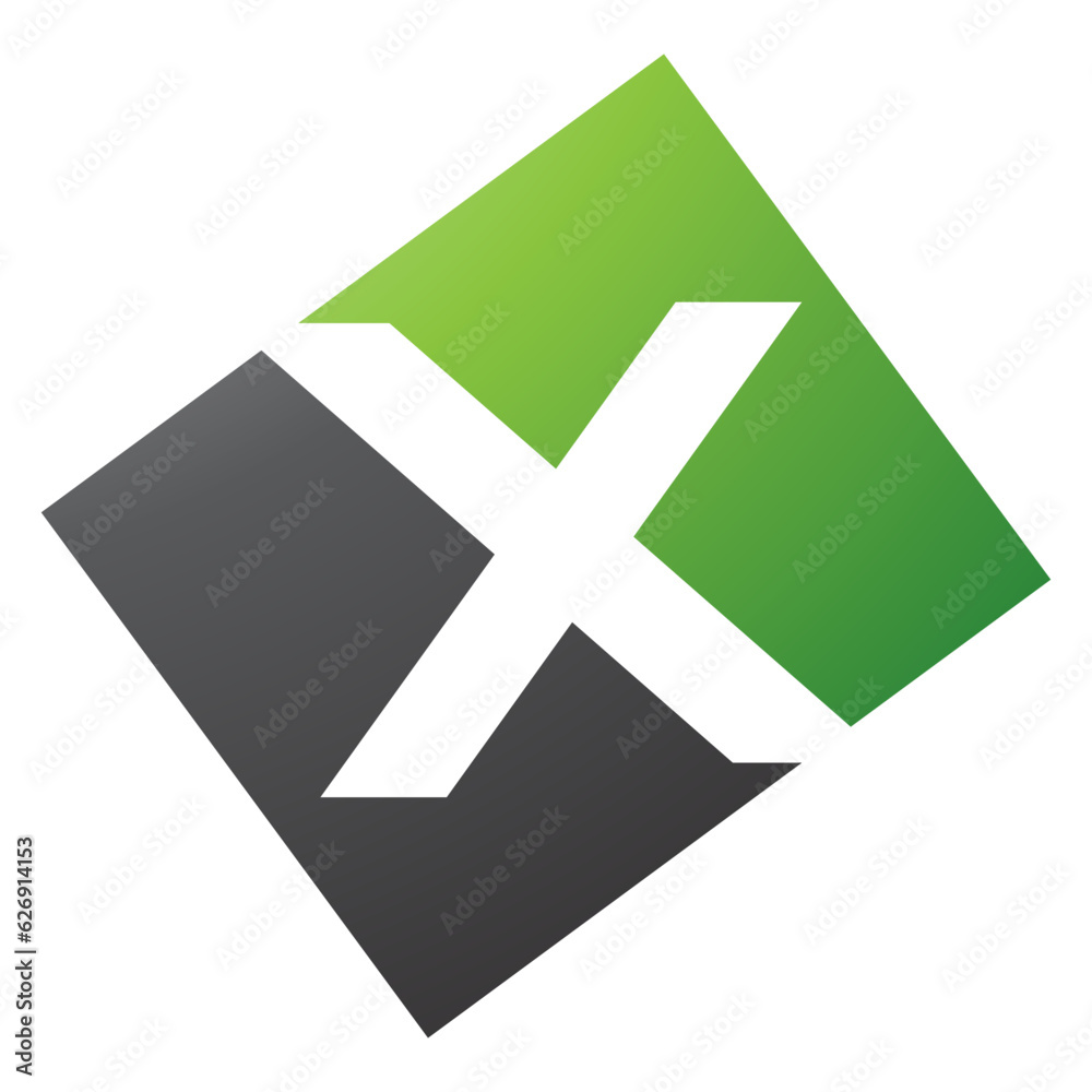 Green and Black Rectangle Shaped Letter X Icon Green and Black Rectangle Shaped Letter X Icon