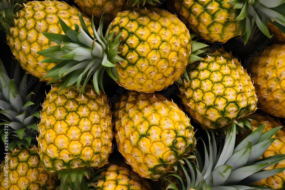 Juicy and Delicious Pineapples - Close-up - Generative AI
