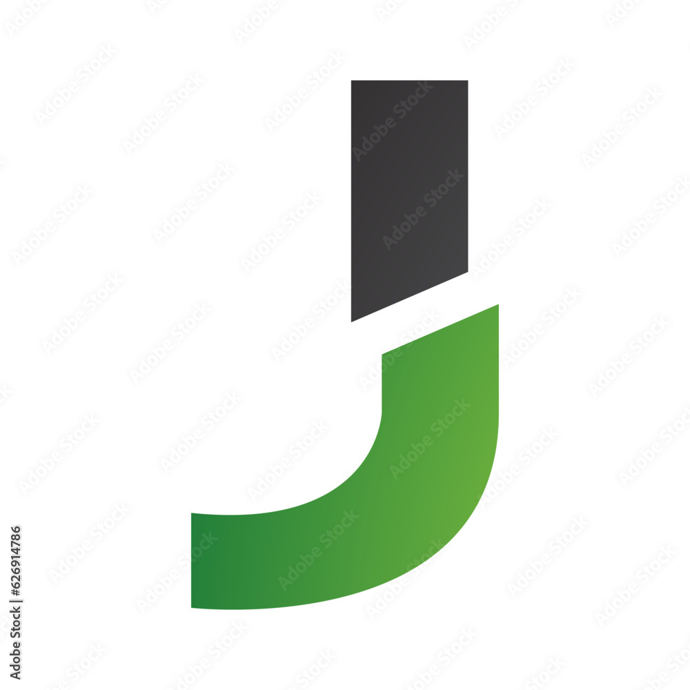 Green and Black Split Shaped Letter J Icon Green and Black Split Shaped Letter J Icon