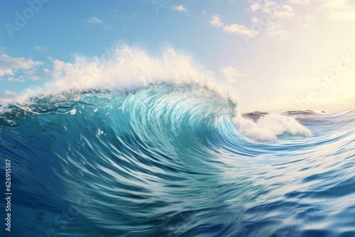 Realistic ocean waves. Beautiful illustration picture. Generative AI