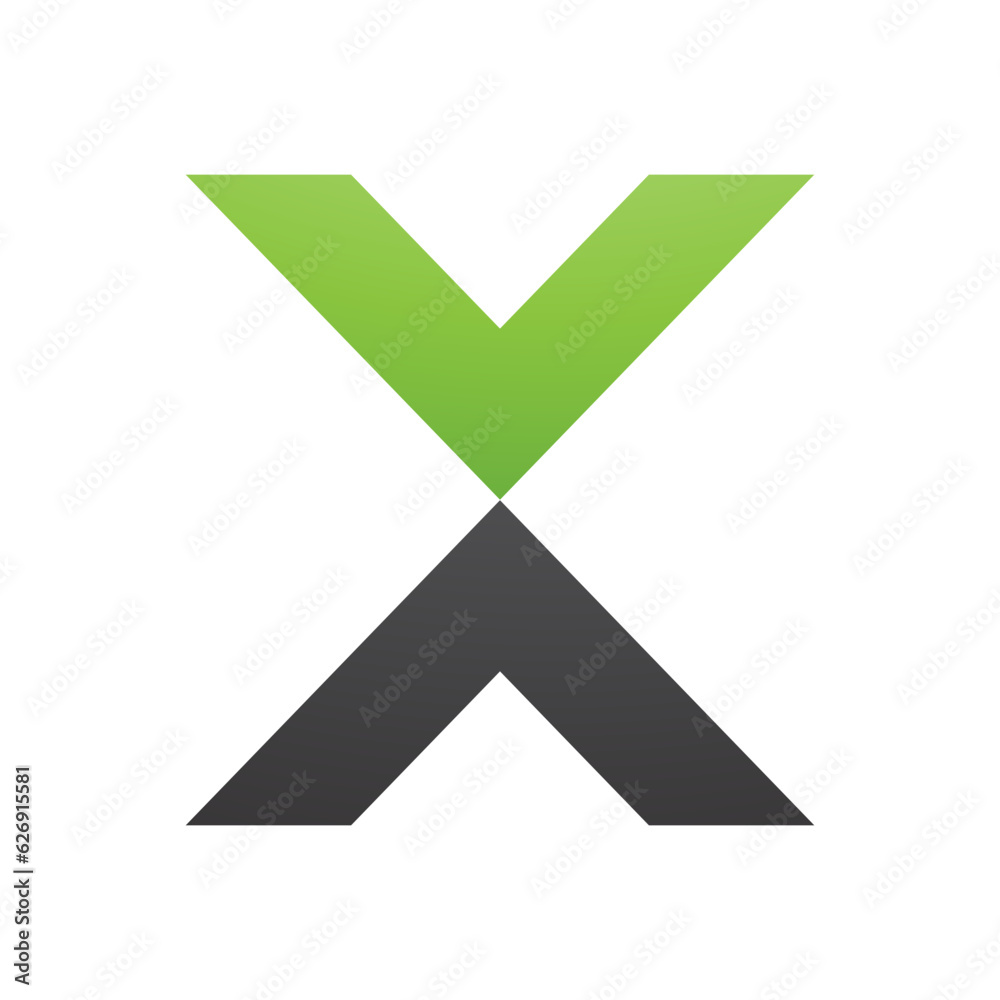 Green and Black V Shaped Letter X Icon Green and Black V Shaped Letter X Icon