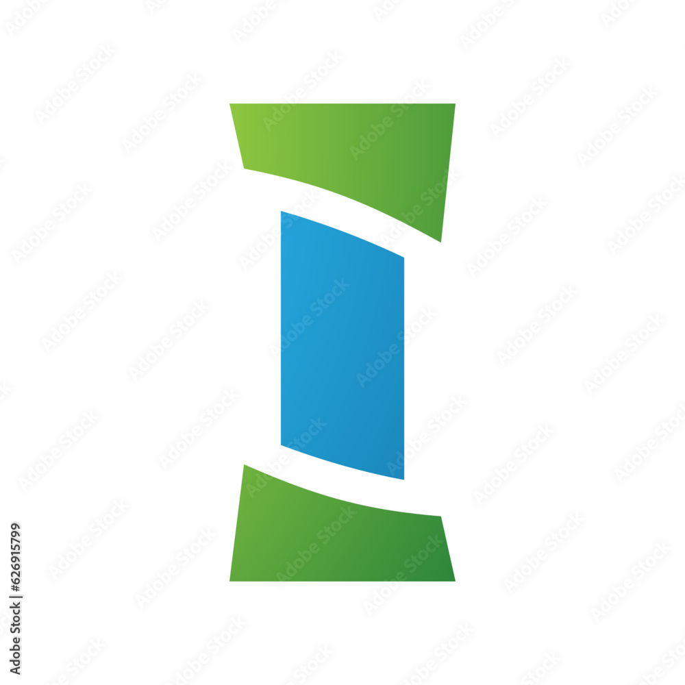 Green and Blue Antique Pillar Shaped Letter I Icon Green and Blue Antique Pillar Shaped Letter I Icon