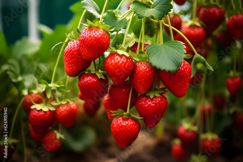 Juicy Organic Ripe Strawberries - Generative AI