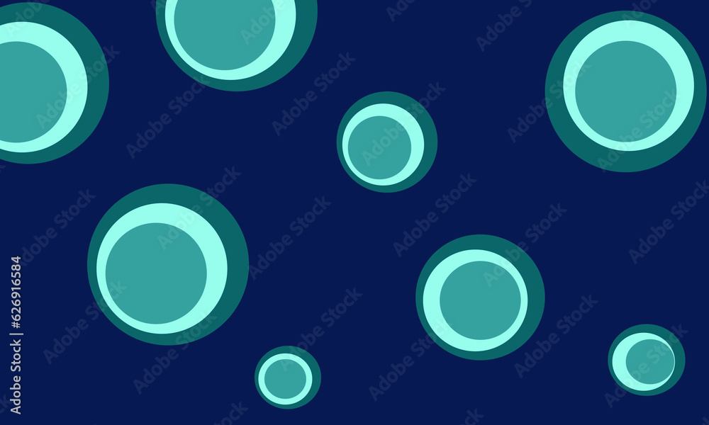 Ethereal Emerald Circles on Dark Blue Abstract Background