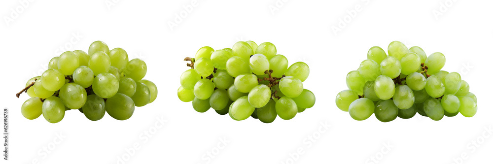 Fresh green grape bunch isolated on transparent background