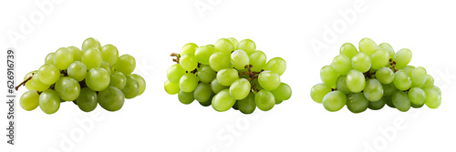 Fresh green grape bunch isolated on transparent background