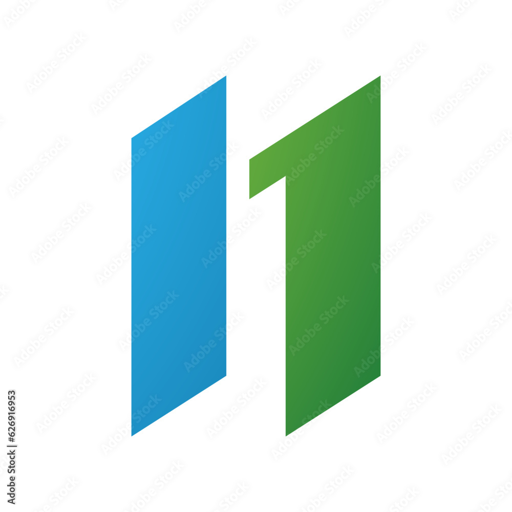 Green and Blue Letter N Icon with Parallelograms Green and Blue Letter N Icon with Parallelograms