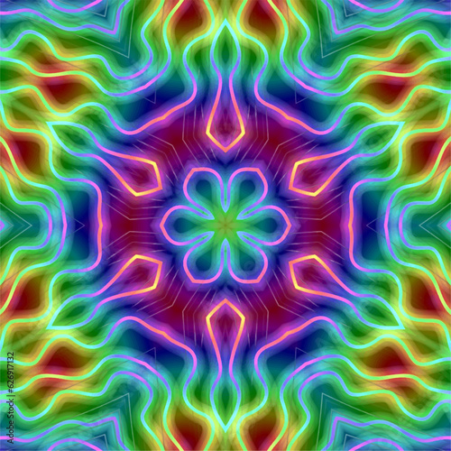 Abstract kaleidoscope background. Beautiful kaleidoscope seamless pattern. Multicolor mosaic texture. Seamless kaleidoscope texture. Unique kaleidoscope design © Полина Икрянова