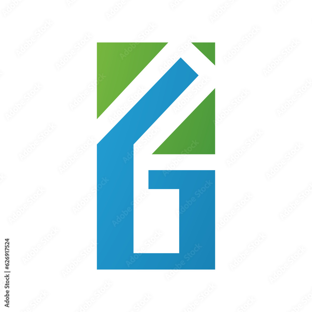 Green and Blue Rectangular Letter G or Number 6 Icon Green and Blue Rectangular Letter G or Number 6 Icon
