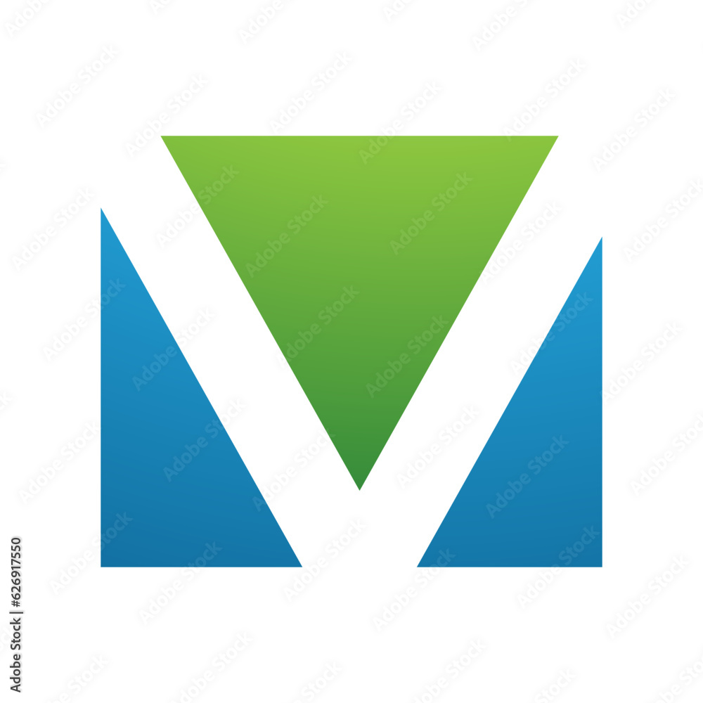 Green and Blue Rectangular Shaped Letter V Icon Green and Blue Rectangular Shaped Letter V Icon