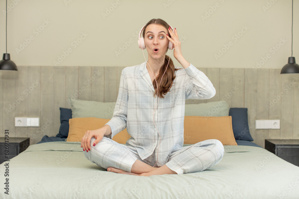 feeling extremely shocked and surprised. bed time concept