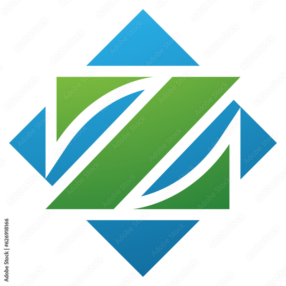 Green and Blue Square Diamond Shaped Letter Z Icon Green and Blue Square Diamond Shaped Letter Z Icon