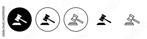 Gavel icon set. judge gavel icon vector. law icon vector. auction hammer