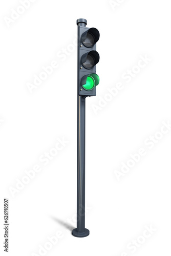 3d render green traffic light (clipping path)