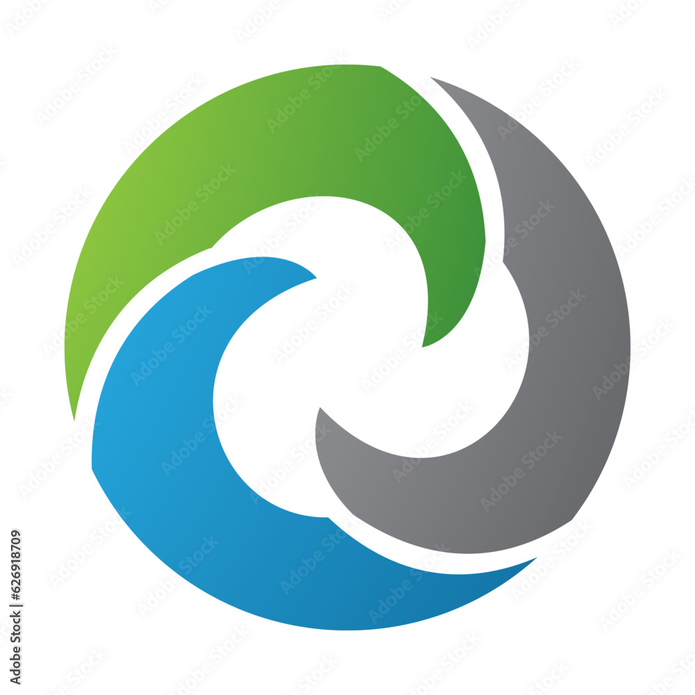 Green and Blue Wave Shaped Letter O Icon Green and Blue Wave Shaped Letter O Icon