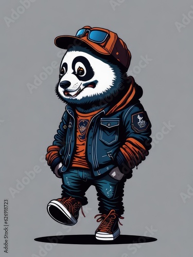 Illustration of a panda bear dressed in casual clothes © josoa