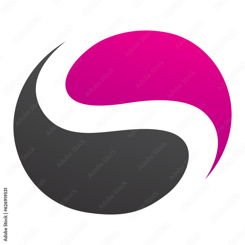 Magenta and Black Circle Shaped Letter S Icon Magenta and Black Circle Shaped Letter S Icon