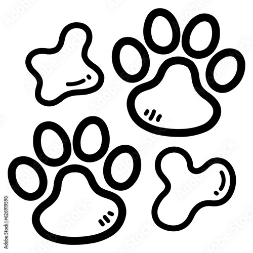 pawprint line icon style