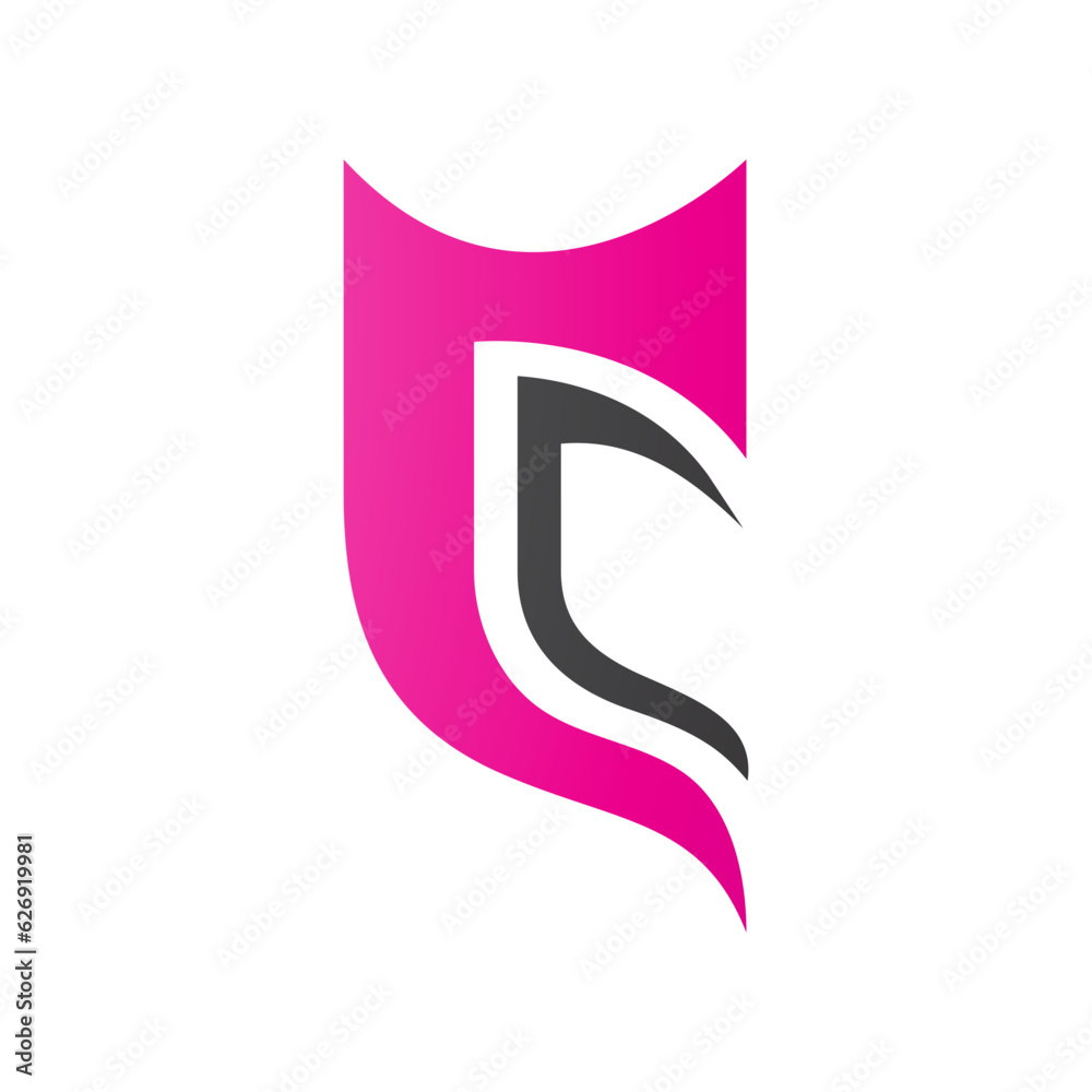 Magenta and Black Half Shield Shaped Letter C Icon Magenta and Black Half Shield Shaped Letter C Icon