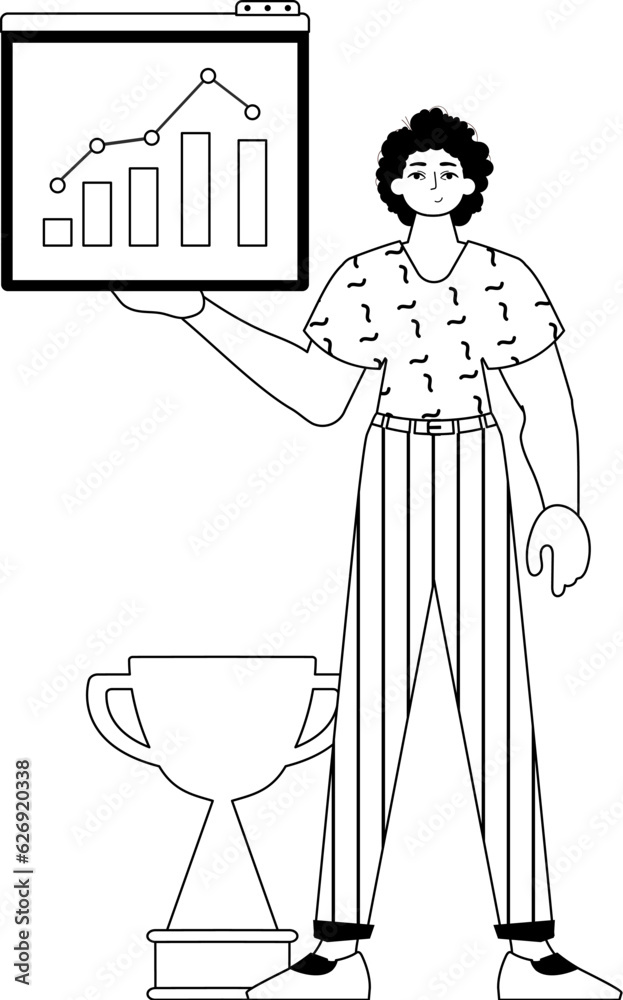 The derision holds a graph of young with positivist moral ability . built - in injustice and lacuna analogue manner. Trendy style, Vector Illustration The derision holds a graph of young with positivist moral ability . built - in injustice and lacuna analogue manner. Trendy style, Vector Illustration