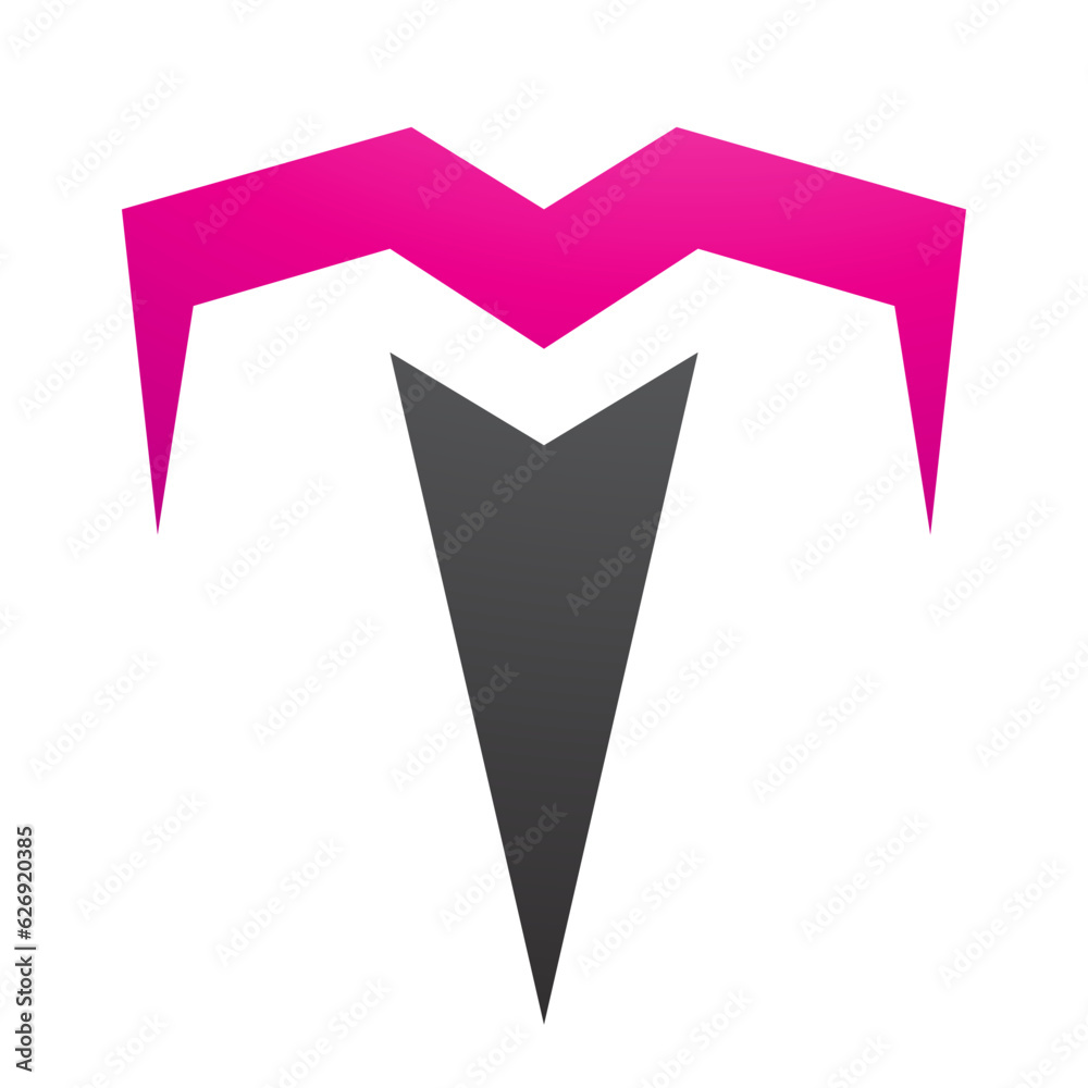 Magenta and Black Letter T Icon with Pointy Tips Magenta and Black Letter T Icon with Pointy Tips