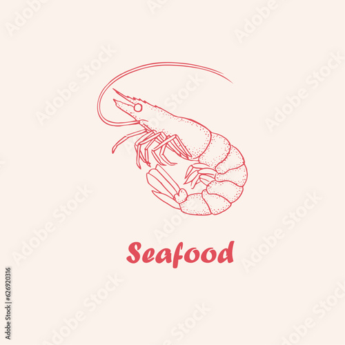 Seafood, shrimp, logo, doodle, line art,  shrimps ,seafood illustration , crustacean , shrimp, crustaceans, seafood , crawfish, watercolor, food illustrations