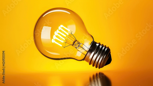 Light bulb on yellow background