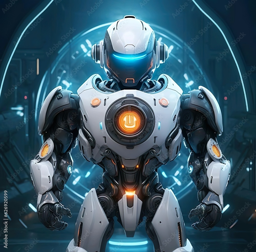 Fototapeta premium A robot illustration fantasy with a symbol in the middle of it