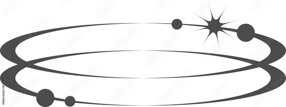 Aesthetic orbit with stars. Minimal shape in lines with sparkles. Abstract modern geometric boho element. Y2k