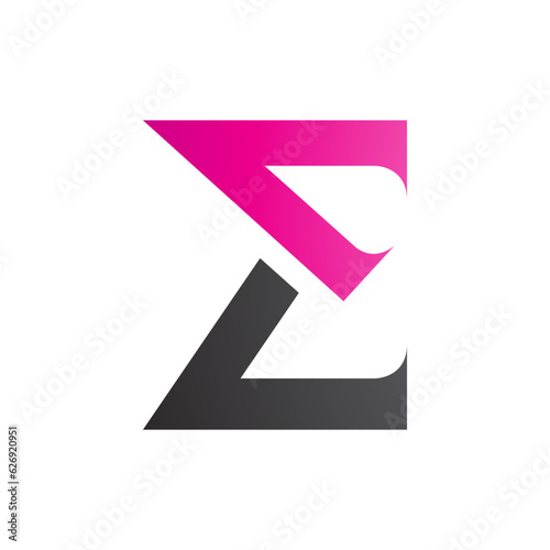 Magenta and Black Sharp Elegant Letter E Icon