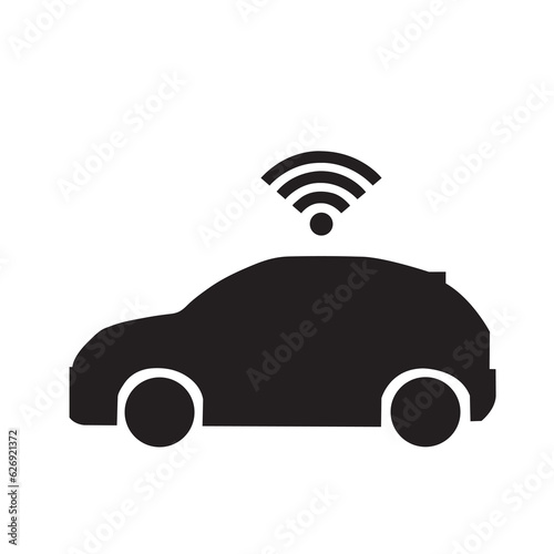 Coche con señal de internet. Vector