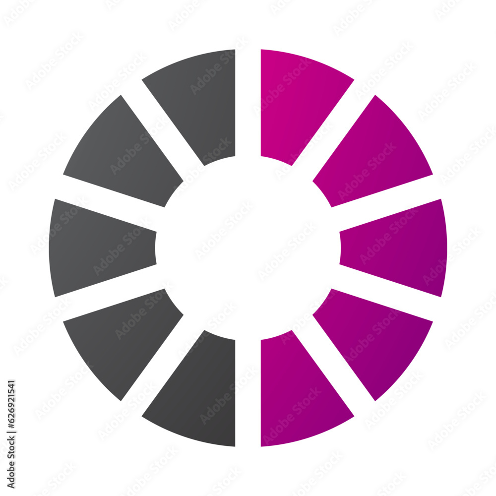 Magenta and Black Striped Letter O Icon Magenta and Black Striped Letter O Icon