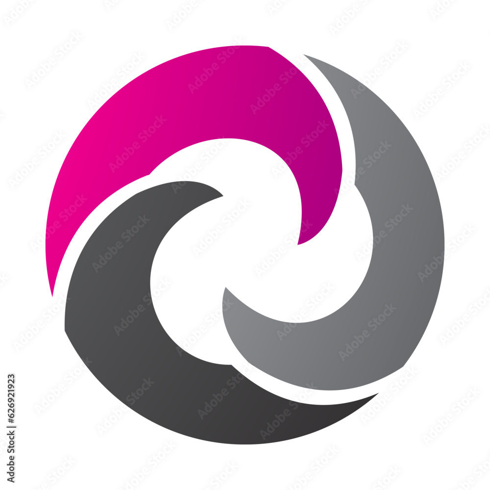Magenta and Black Wave Shaped Letter O Icon Magenta and Black Wave Shaped Letter O Icon