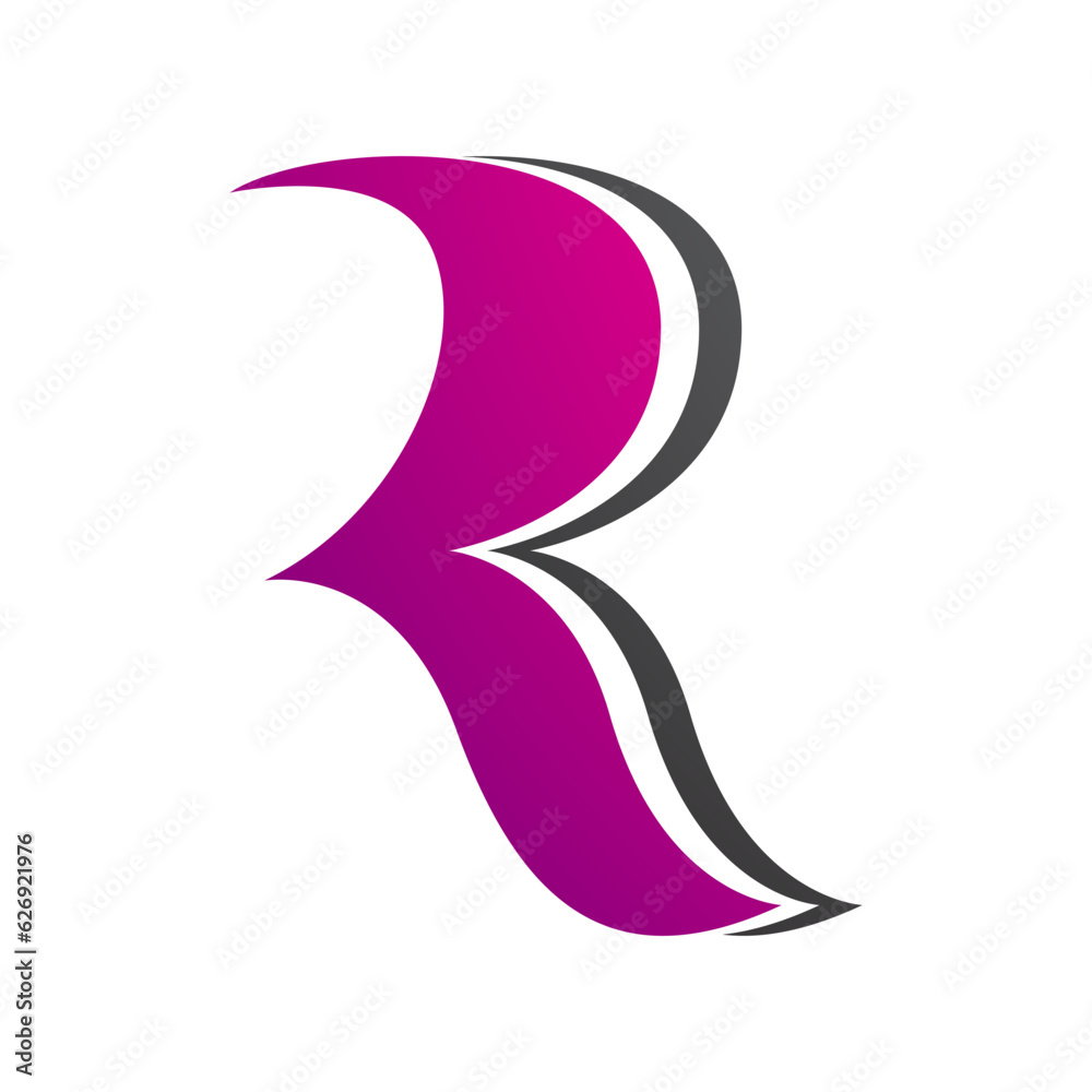 Magenta and Black Wavy Shaped Letter R Icon Magenta and Black Wavy Shaped Letter R Icon