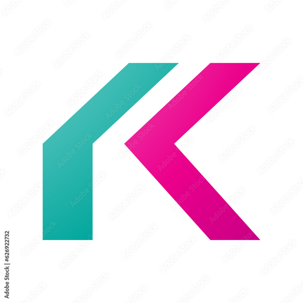 Magenta and Green Folded Letter K Icon Magenta and Green Folded Letter K Icon
