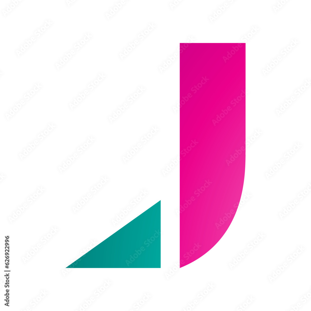 Magenta and Green Letter J Icon with a Triangular Tip Magenta and Green Letter J Icon with a Triangular Tip