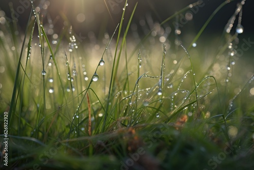 Macrophotography of Wasssertropfen Grass with Dew Close-up Nature Design