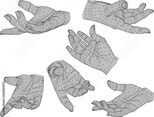 Sketch vector illustration of palm looking up asking for something