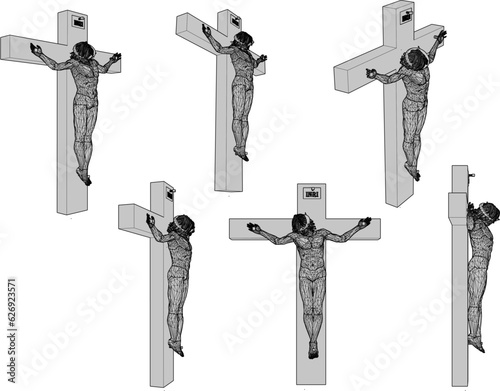 Sketch vector illustration of jesus on cross on crucifix