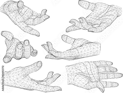 Sketch vector illustration of palm looking up asking for something