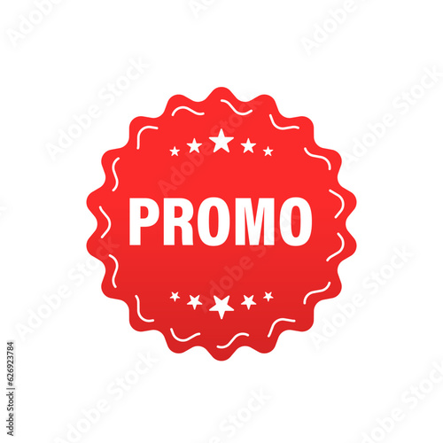 Promo grunge rubber stamp on white background. Promotional label. Vector illustration