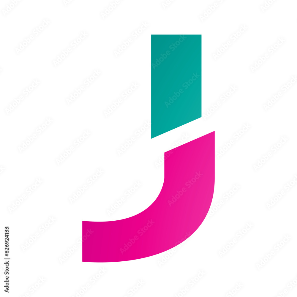 Magenta and Green Split Shaped Letter J Icon Magenta and Green Split Shaped Letter J Icon