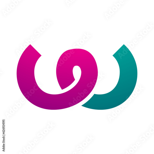 Magenta and Green Spring Shaped Letter W Icon
