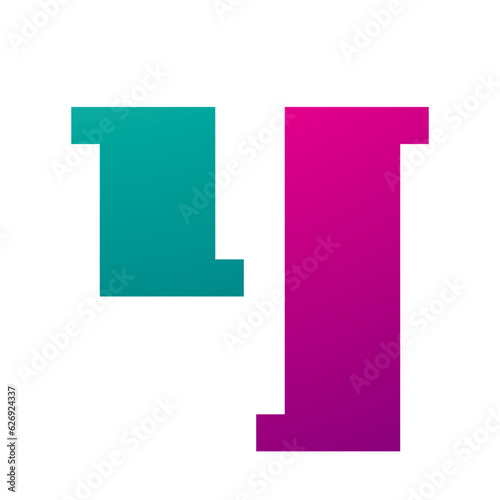 Magenta and Green Stamp Shaped Letter Y Icon
