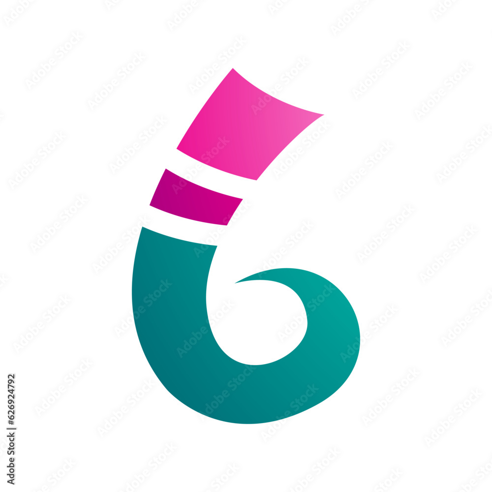 Magenta and Persian Green Curly Spike Shape Letter B Icon Magenta and Persian Green Curly Spike Shape Letter B Icon