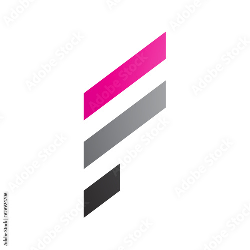 Free Download Magenta and Grey Letter F Icon with Diagonal Stripes - GFXLoad