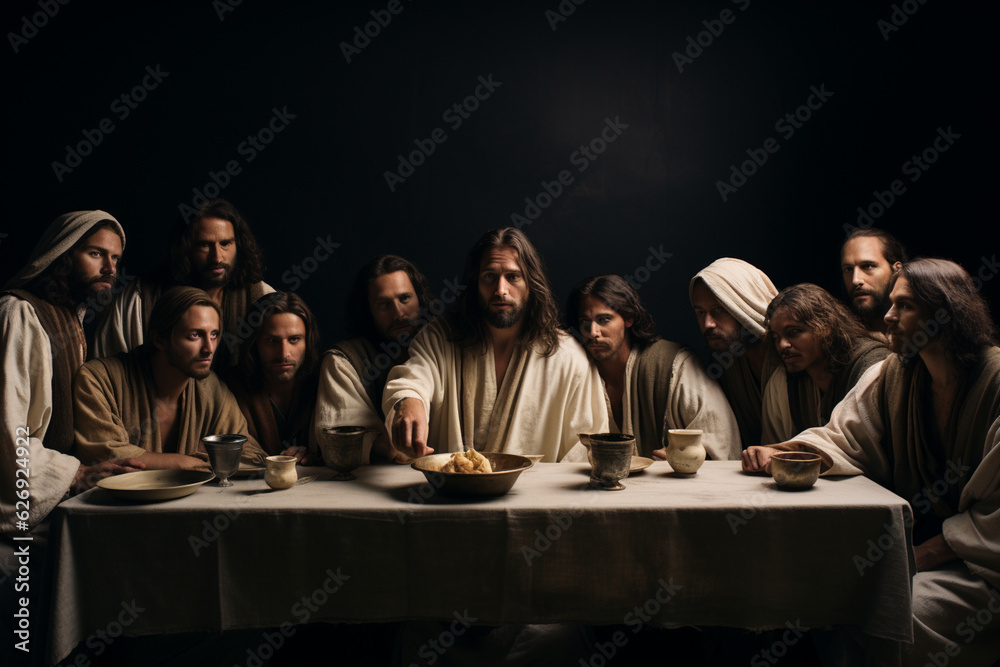 A captivating depiction of a reenactment of the Last Supper, with