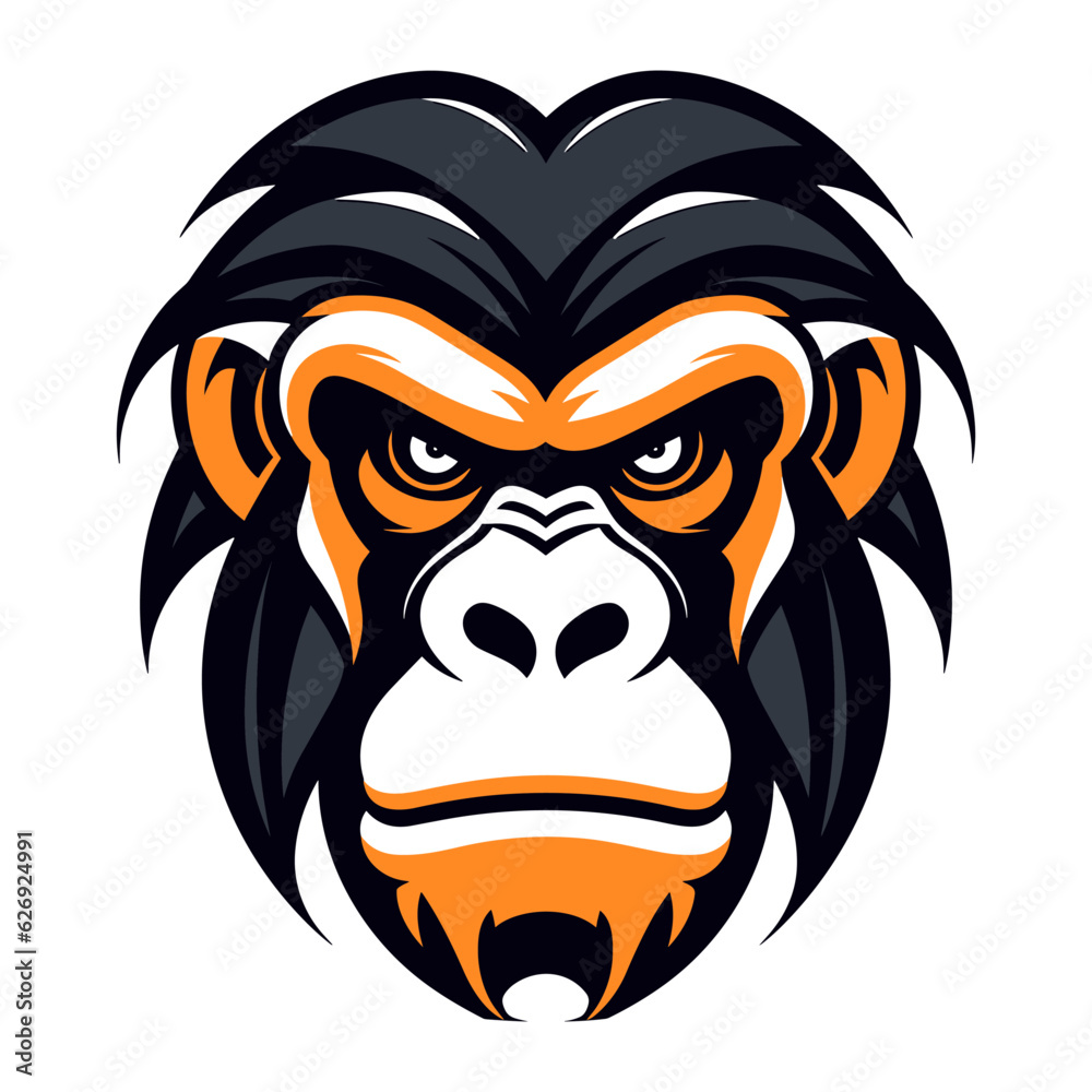 Obraz premium Monkey face, logo icon, vector illustration.