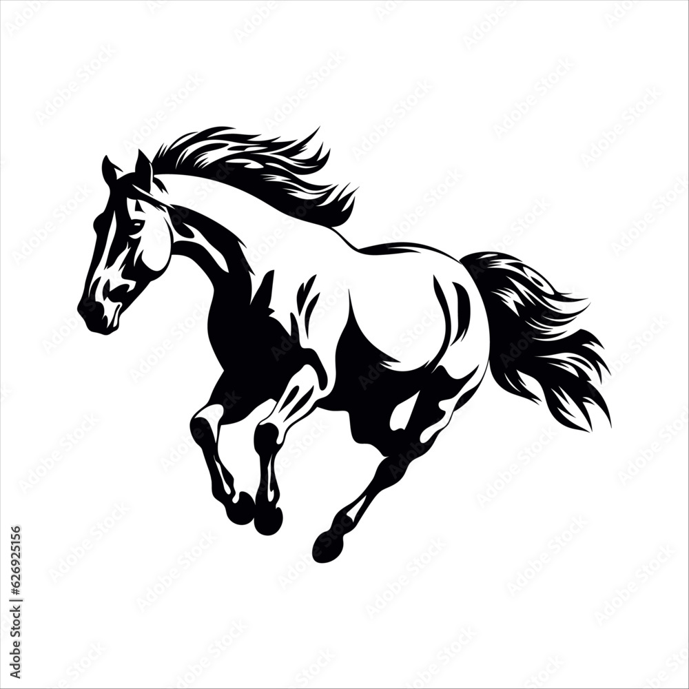 Obraz premium Horse silhouette isolated on white background, vector illustration, vector illustration.